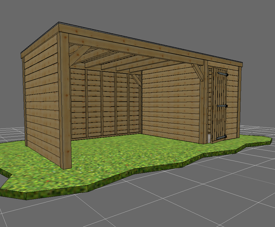 Complete wooden garden shelter with shed Fully enclosed Douglas wooden shelter with garden shed, back wall and side wall