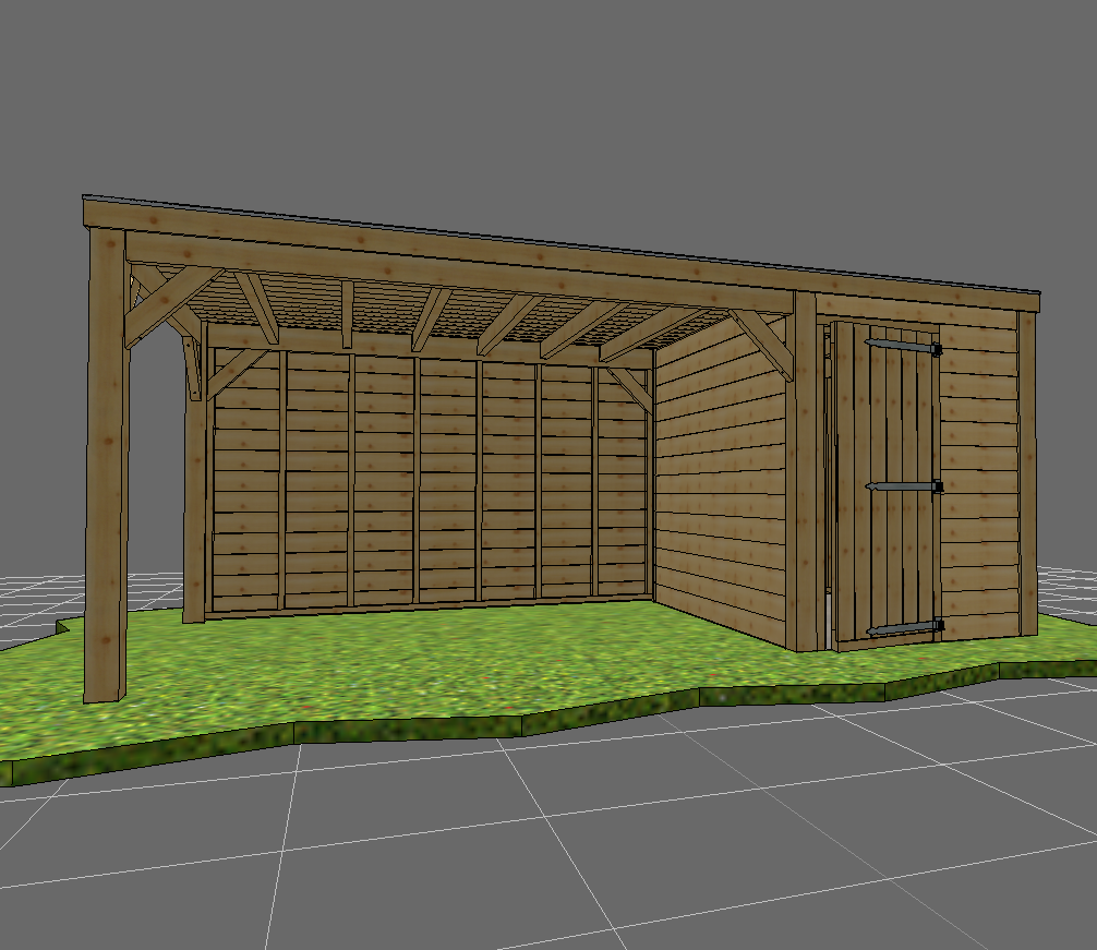Timber shelter with back wall and shed Building a timber garden shelter with an enclosed back wall and garden shed