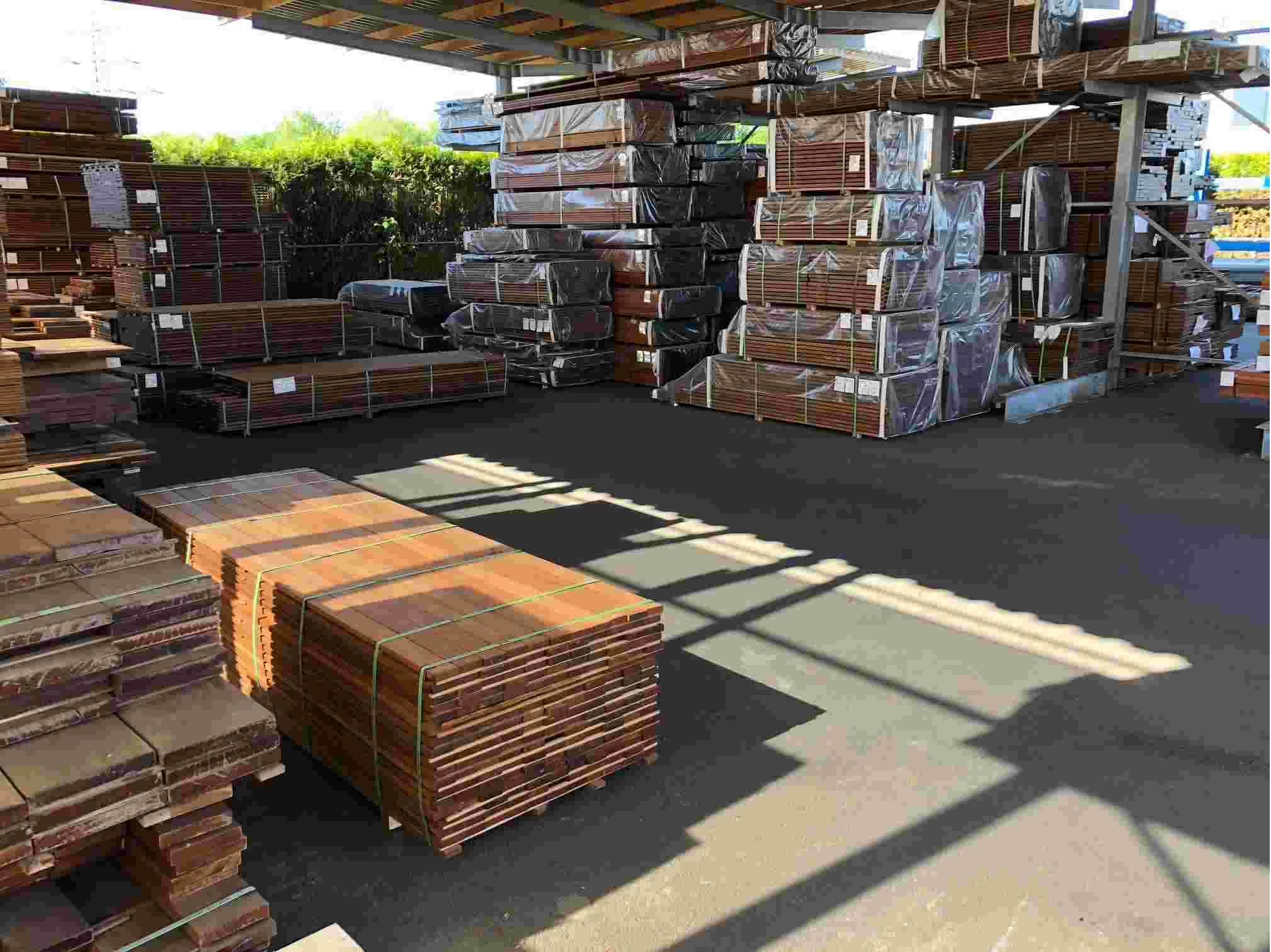 Timber packs stored neatly in our hardwood yard ready for customer dispatch