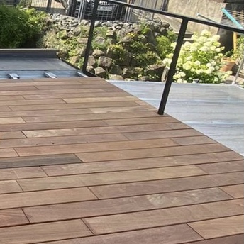 Modern Ipe hardwood deck with clean lines