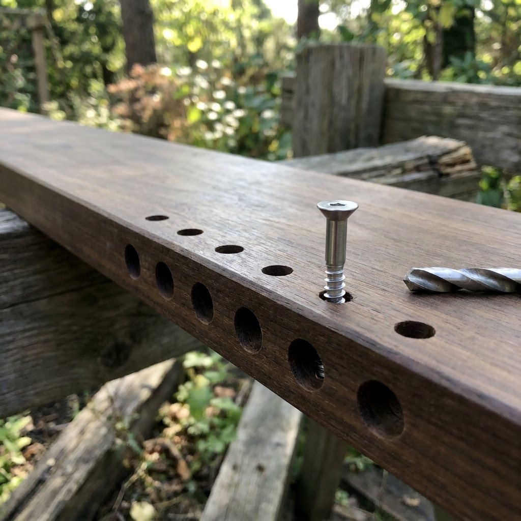 Accurate wood drilling with predrilled pilot holes for securing screws cleanly into timber