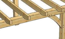 Decorative bevelled hardwood beams installed on a bespoke pergola roof
