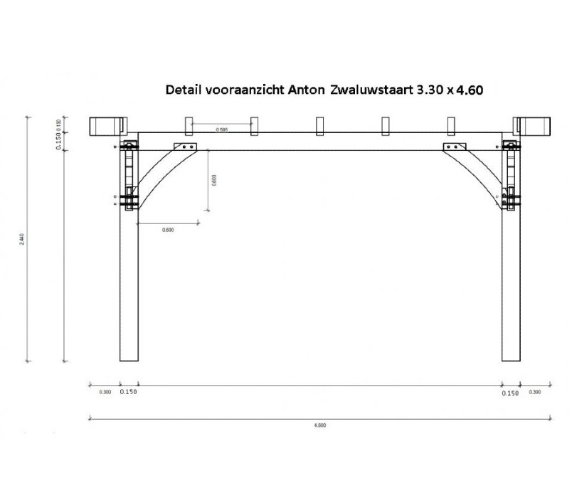 Detail front view roof anton dove tail