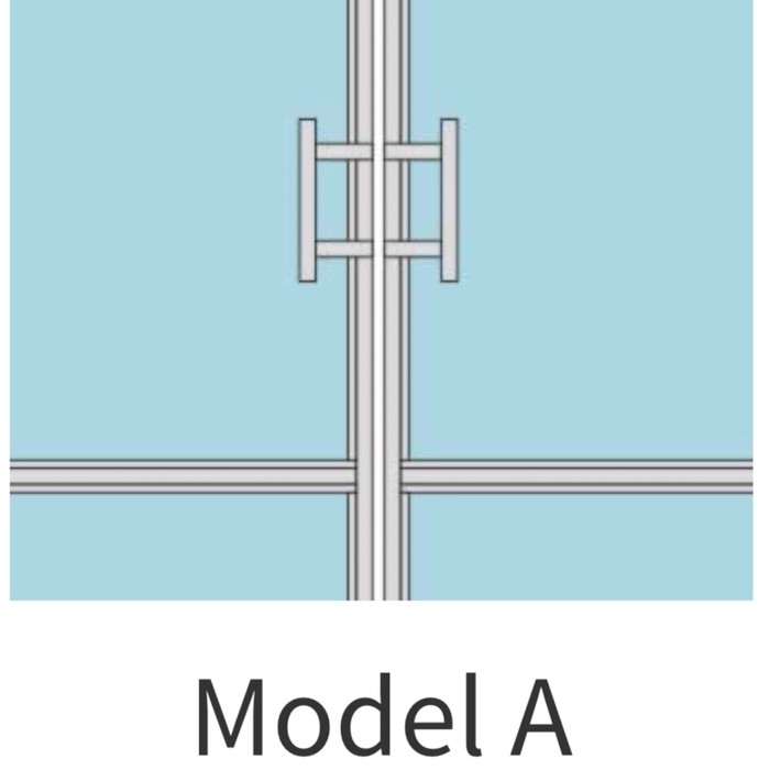 Detailed view of the sleek handlebar on a set of black double steel exterior doors