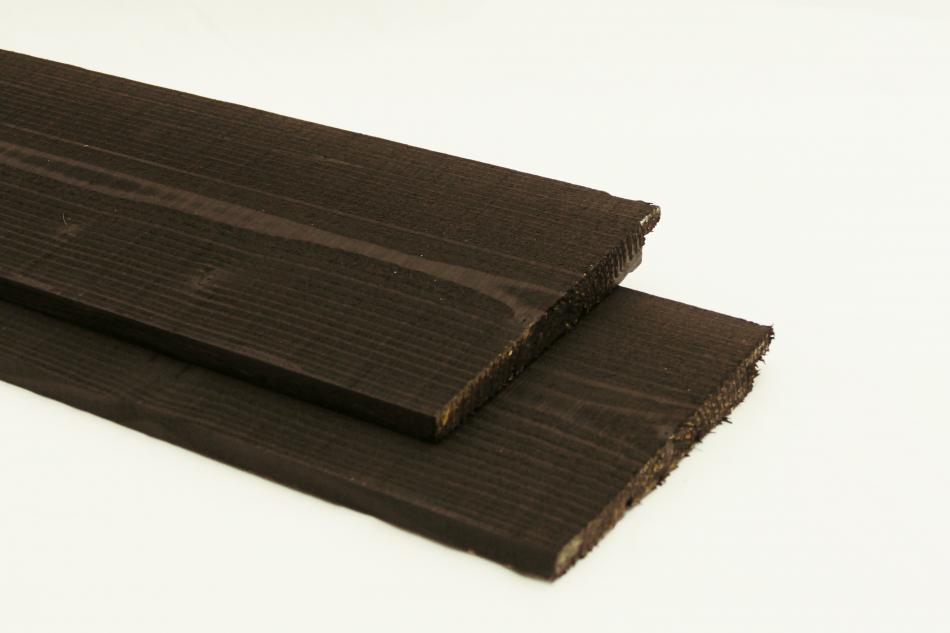 Black Douglas fir feather edge cladding boards for building a modern black garden house
