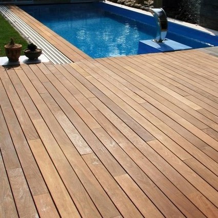Ipe decking boards 2.5 x 14.0 click system and clips swimming pool