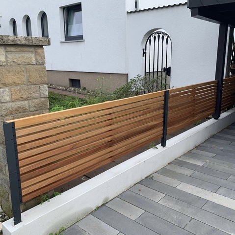 Ipe hardwood beam fence- modern and low