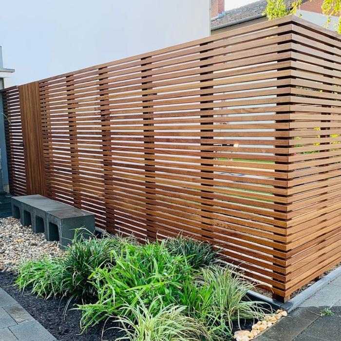 Luxury Ipe Slatted Fencing with Corner and Integrated Gate