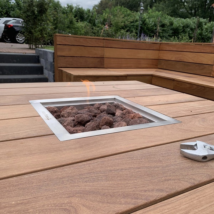 Ipe Table with fire pit made of hardwood
