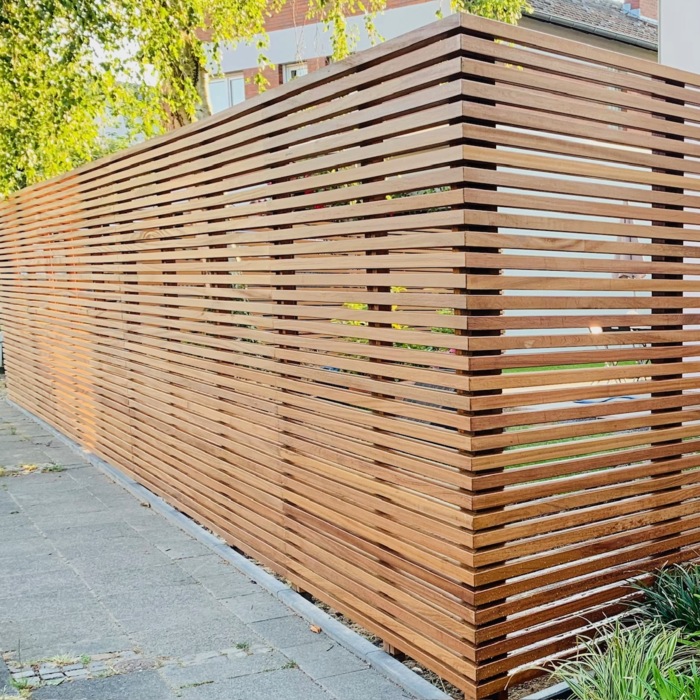 Modern Ipe Hardwood Slatted Corner Fencing