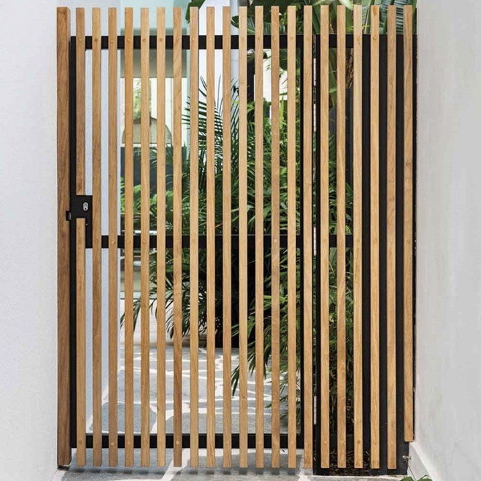 Modern ipe wood garden gate - slatted gate