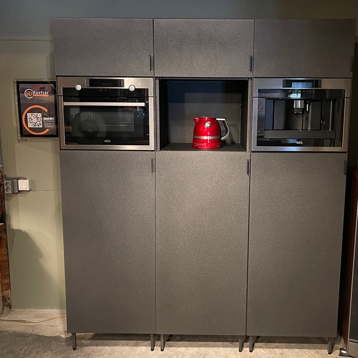 Steel black kitchen high cabinets