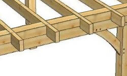 Sturdy hardwood roof joists installed on a flat roof pergola construction