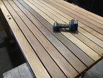 Hardwood modern gate - 7.0 cm slats - 2 sides wood