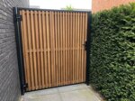Ipe bespoke wide gate with 40 x 40 mm battens, clad on one side