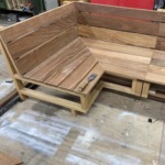 Ipé decking boards used to create a lounge garden bench in our own workshop