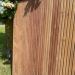Modern fence vertical of hardwood ipe Tripple profile