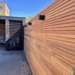 Modern tripple fence made of ipe hardwood