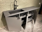 Outdoor kitchen made of steel and in grey colour